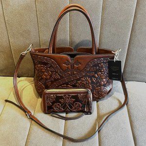 PIJUSHI leather Satchel Handbag & Wristlet Wallet
